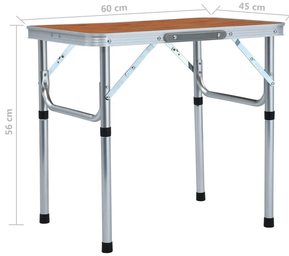 Mesa de campismo dobrável 60x45 cm alumínio