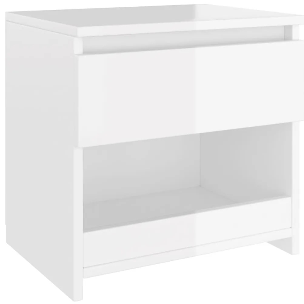 Mesas de cabeceira 2 pcs 40x30x39 cm contrapl. branco brilhante