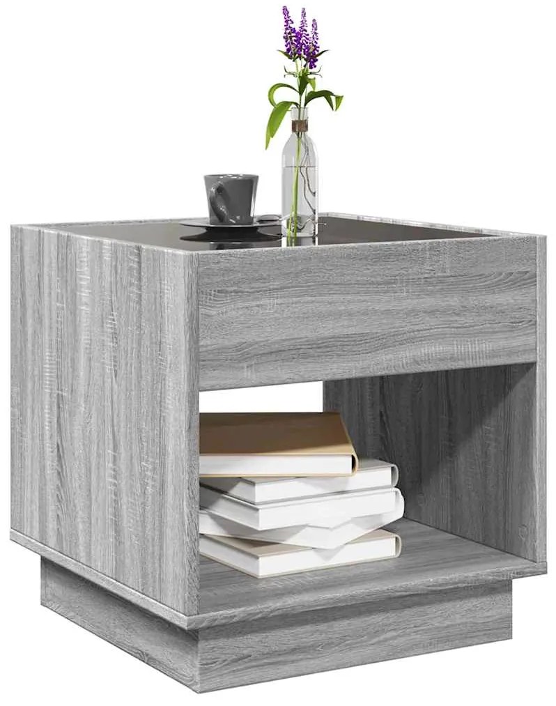 Mesa de centro luzes LED Infinity 50x50x50 cm cinzento sonoma