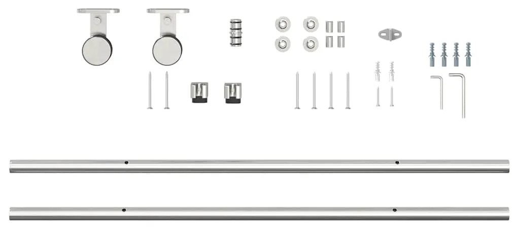 Kit ferragens p/ porta deslizante 183cm aço inoxidável prateado