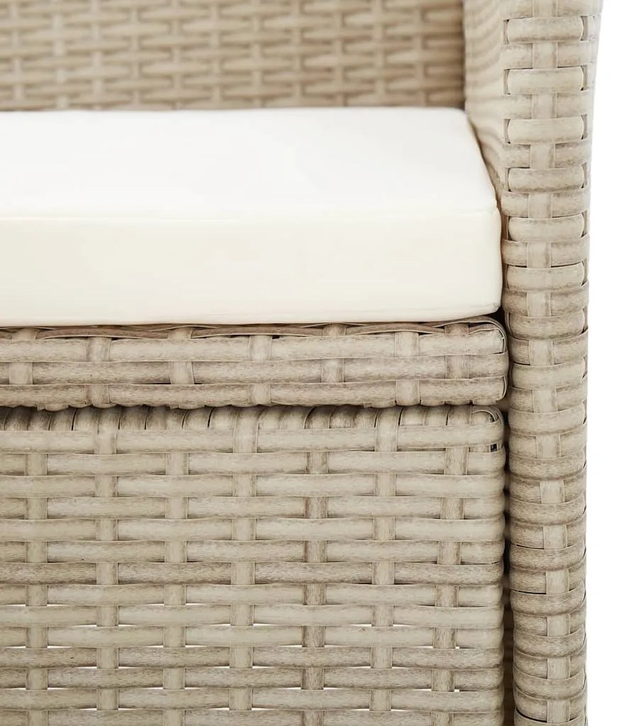 9 pcs conjunto jantar exterior com almofadões vime PE bege