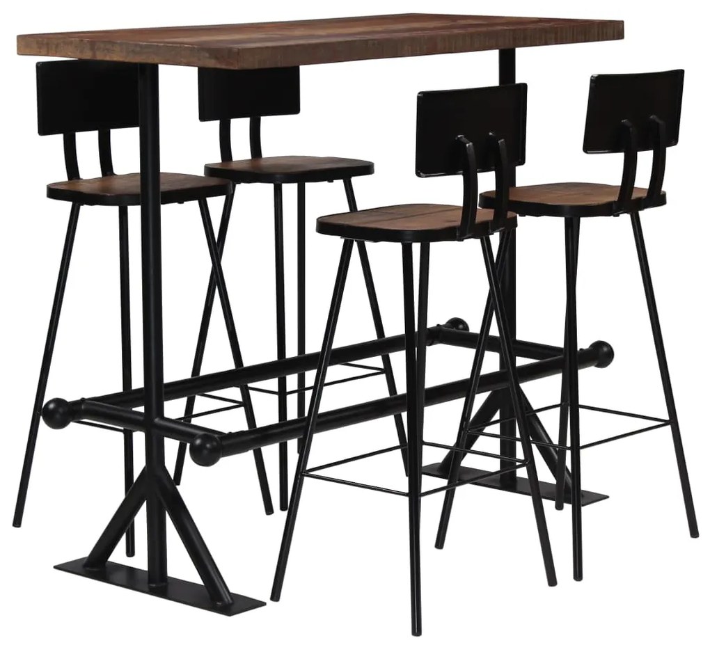 Conjunto de bar 5 pcs madeira recuperada maciça