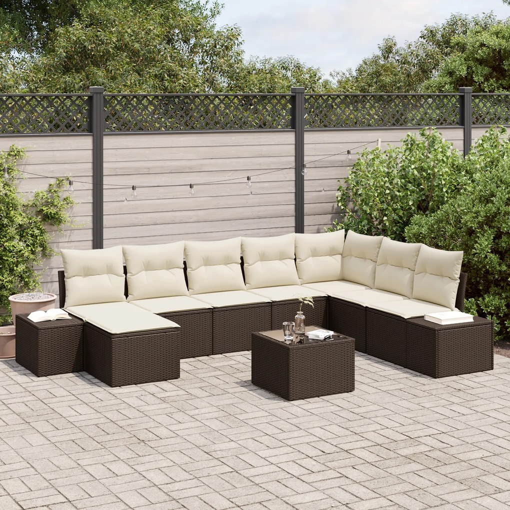 vidaXL Conjunto de Sofá de Jardim de 8 Peças com Almofadas Cinza de Rattan Poliéster