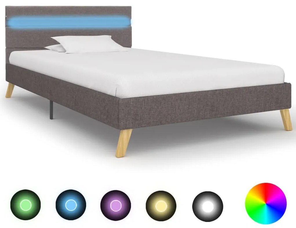 vidaXL Estrutura de cama com LED 90x200 cm tecido cinzento-claro