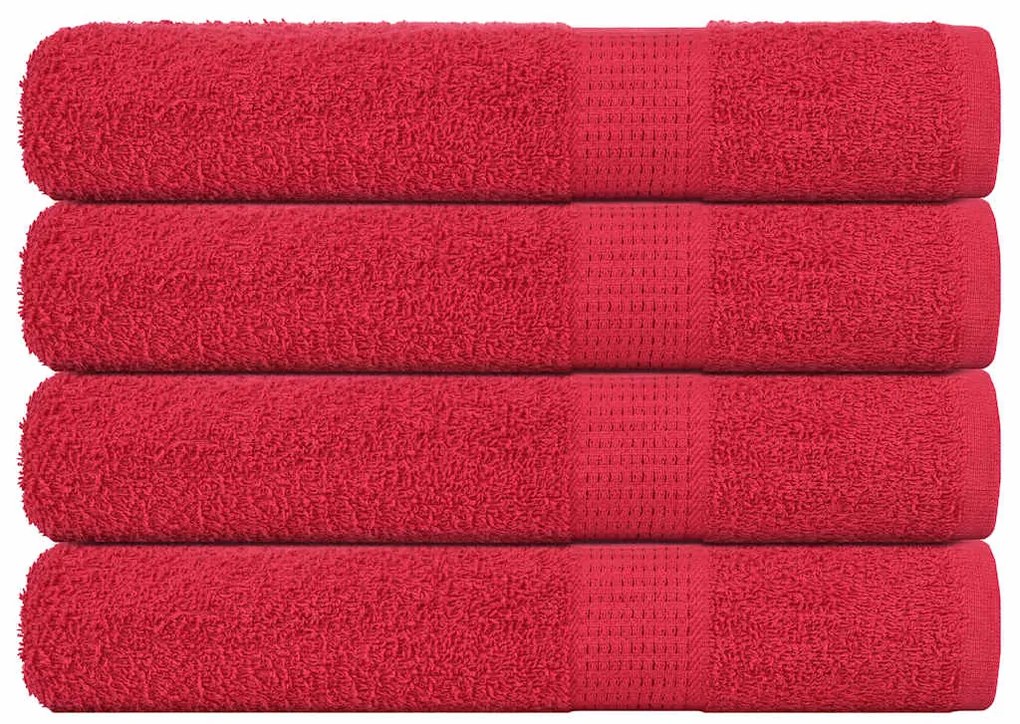 vidaXL Toalhas FROGN 4 pcs 100x200 cm 360 g/m² vermelho