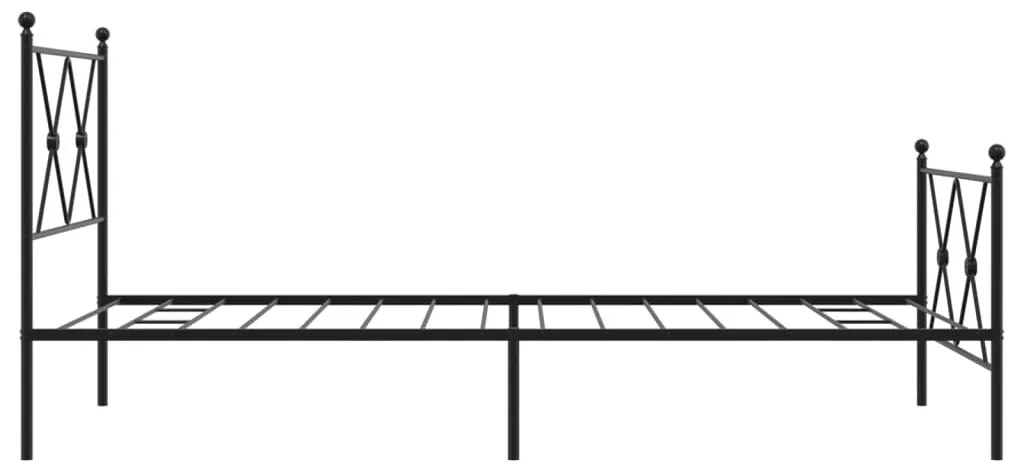 Estrutura de cama com cabeceira e pés 90x200 cm metal preto