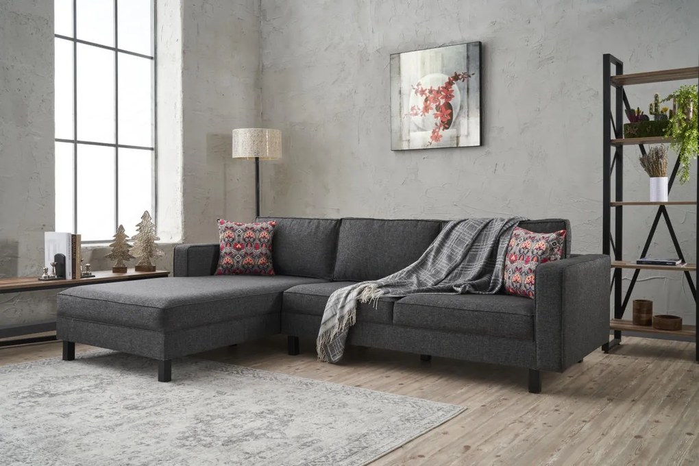 Sofá de Canto Kale – Antracite – 258 x 83 x 181 cm