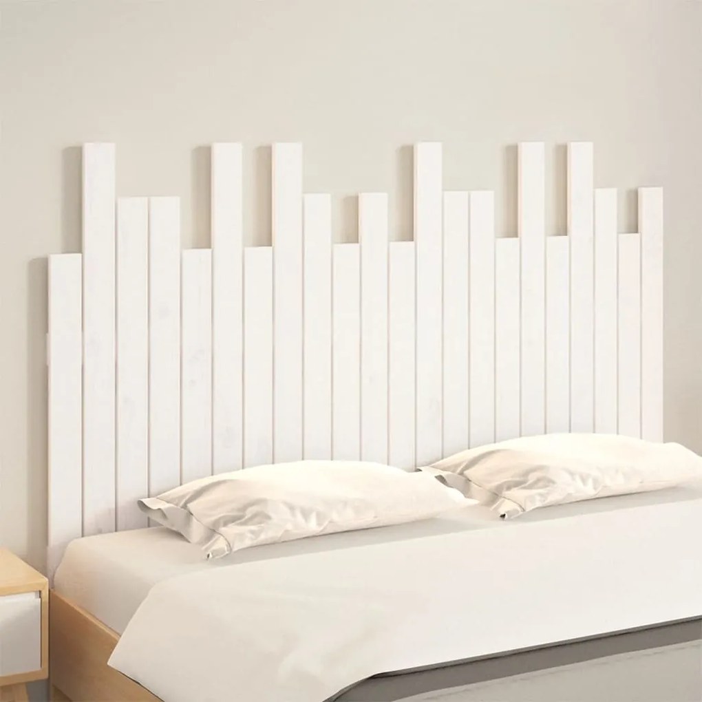 Cabeceira de parede 140x3x80 cm madeira de pinho maciça branco