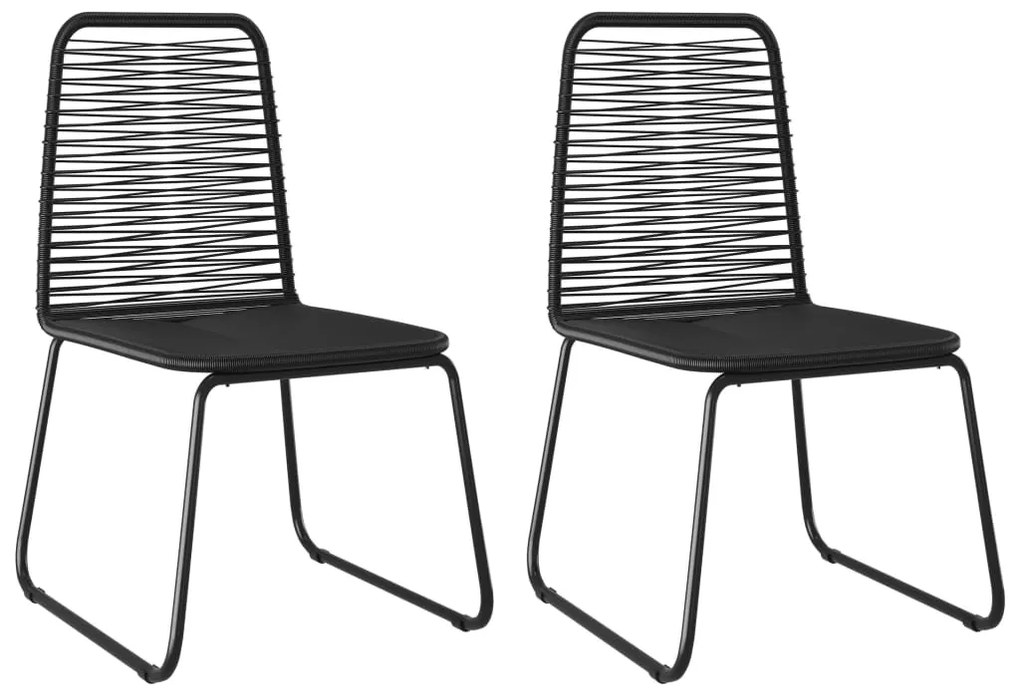 3 pcs conjunto de jantar para jardim vime de PVC preto