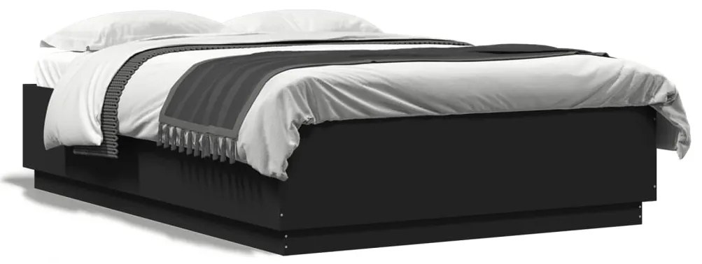 Estrutura de cama com LED sem colchão 150x200 cm preto