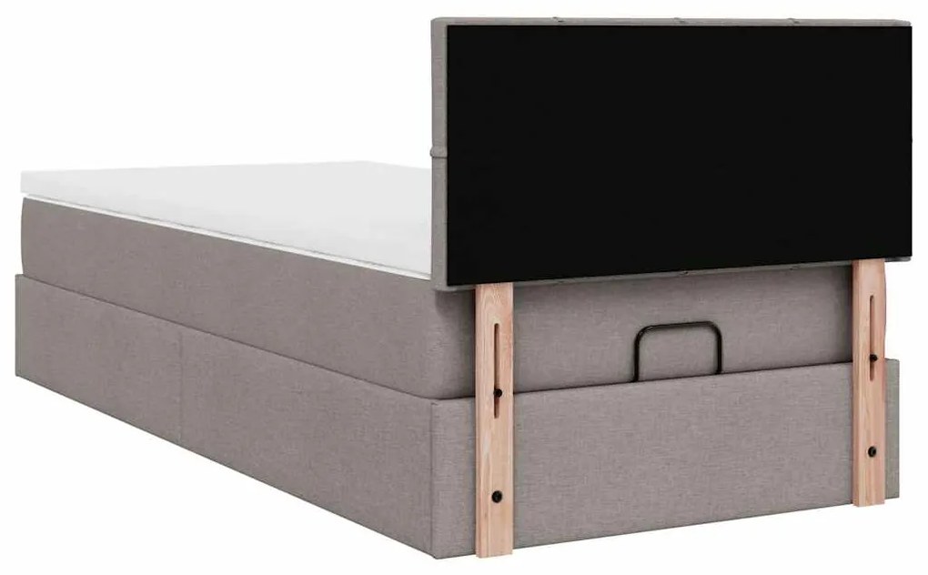 Cama otomana com colchão 100x200 cm tecido cinza