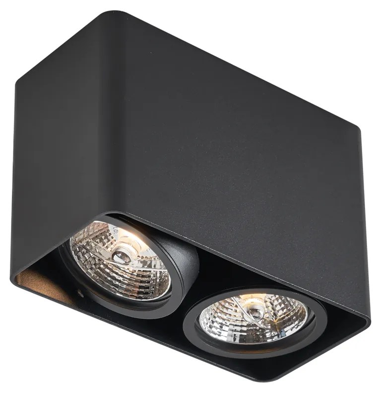 Foco de superfície de design preto GU10 70mm 2-luzes giratório e inclinável - Vox Design