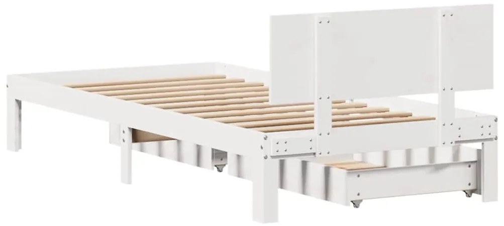 Estrutura de cama c/ gavetas 90x200 cm pinho maciço branco