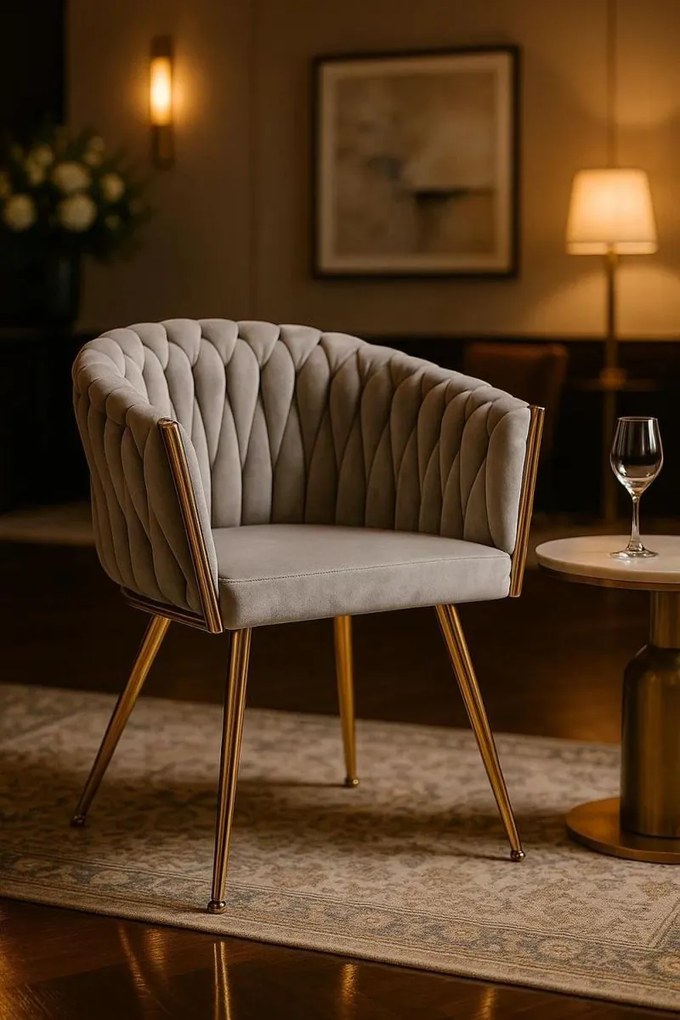 Cadeira Widny Golden Veludo - Cinza claro