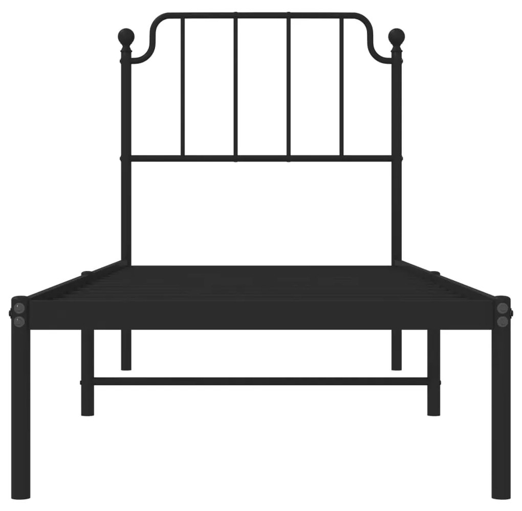 Estrutura de cama com cabeceira 80x200 cm metal preto