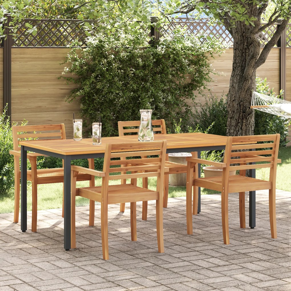 Mesa de Jardim vidaXL 180x90x75 cm em Madeira de Acácia Sólida e Metal