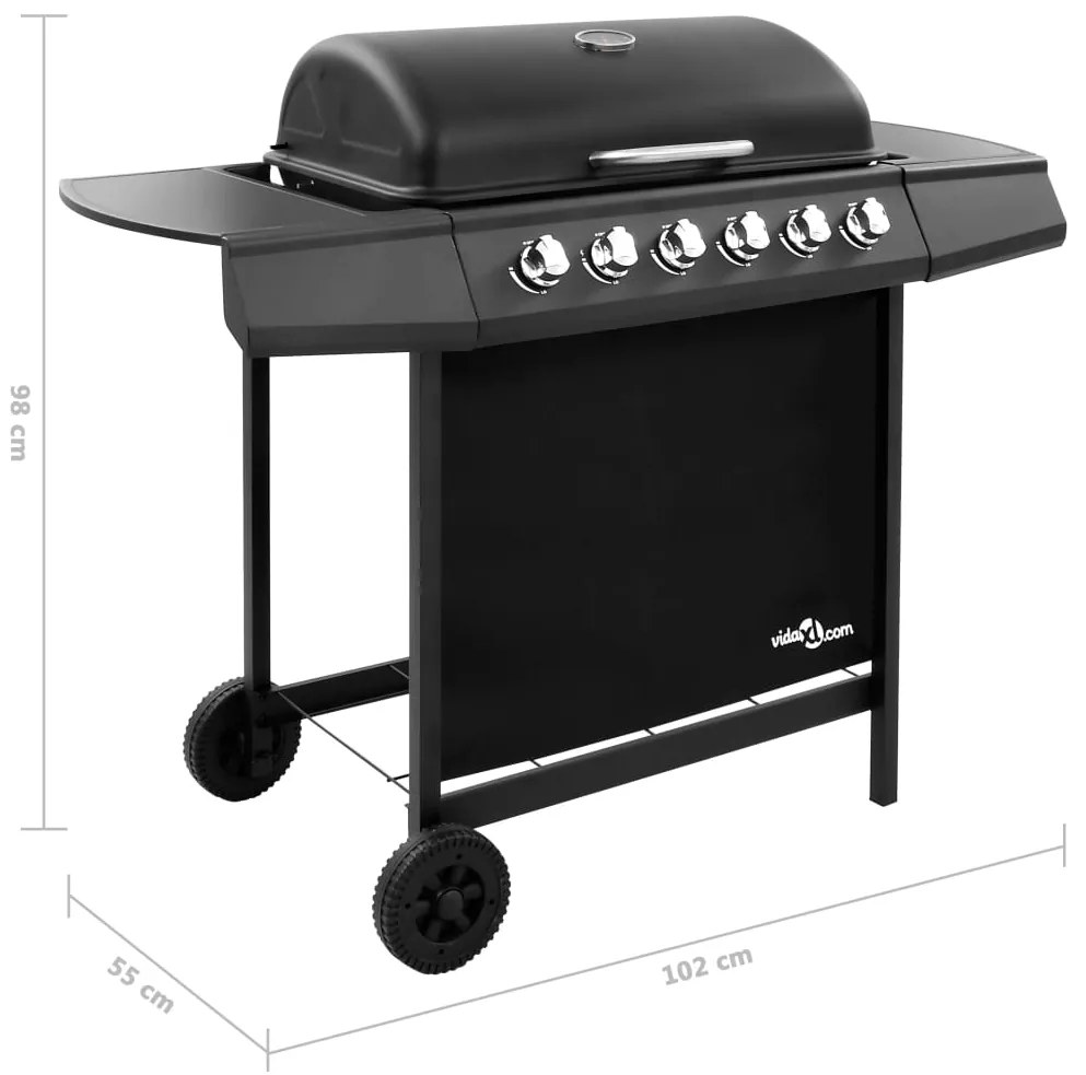 Grelhador/barbecue a gás 6 discos preto