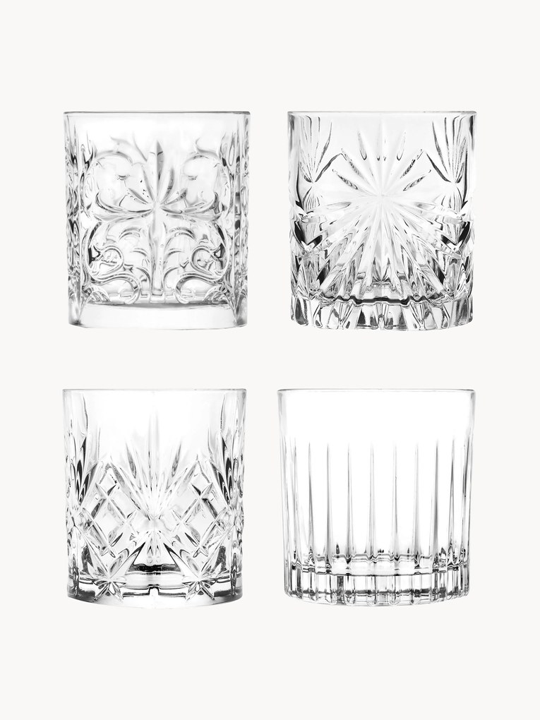 Copos de cristal com relevo Bichiera, conjunto de 4