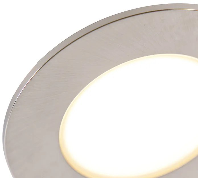 Conjunto de 6 focos de encastrar aço LED 3 etapas regulável IP65 - BLANCA Moderno