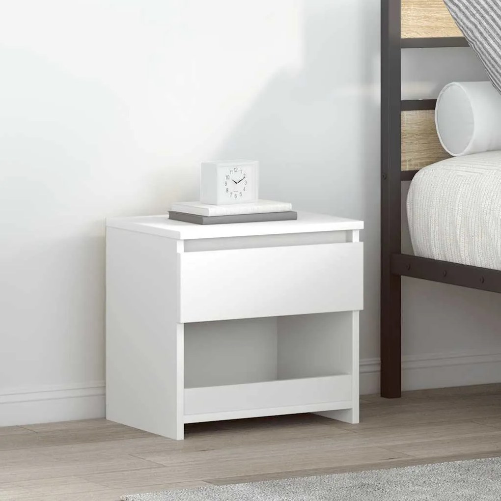 803444 vidaXL Mesas de cabeceira 2 pcs 40x30x39 cm derivados madeira branco