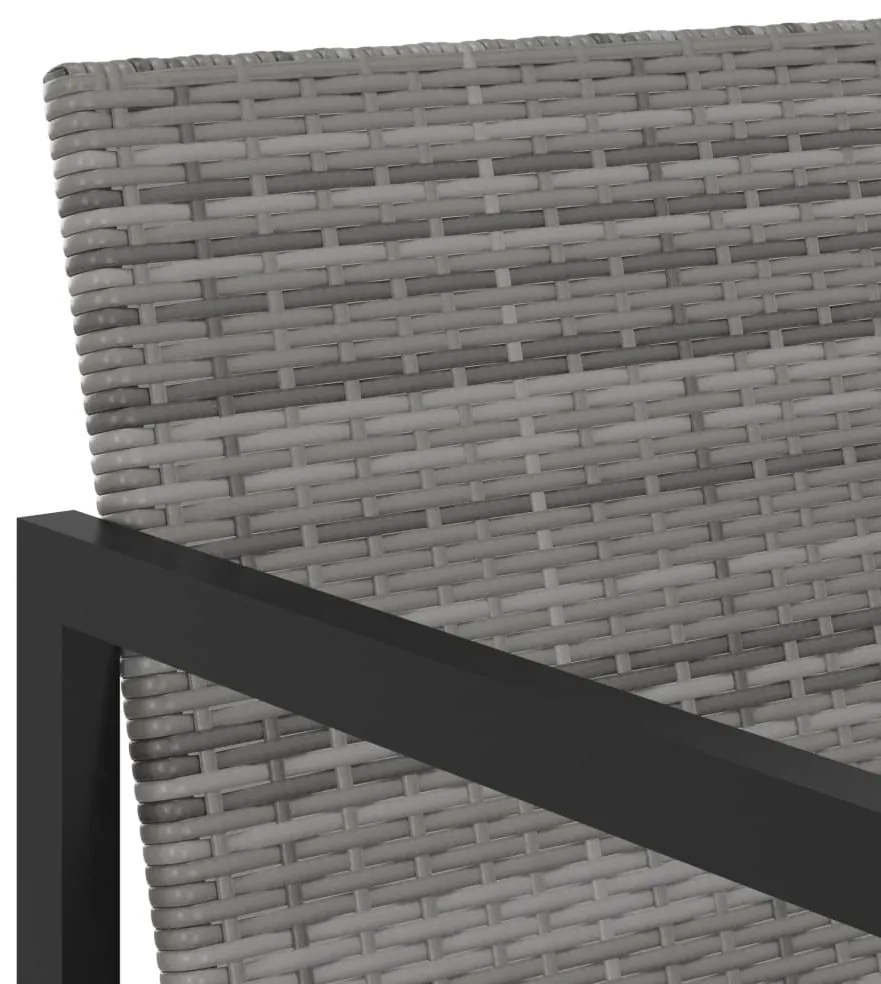 7 pcs conjunto jantar exterior com almofadões vime PE cinzento