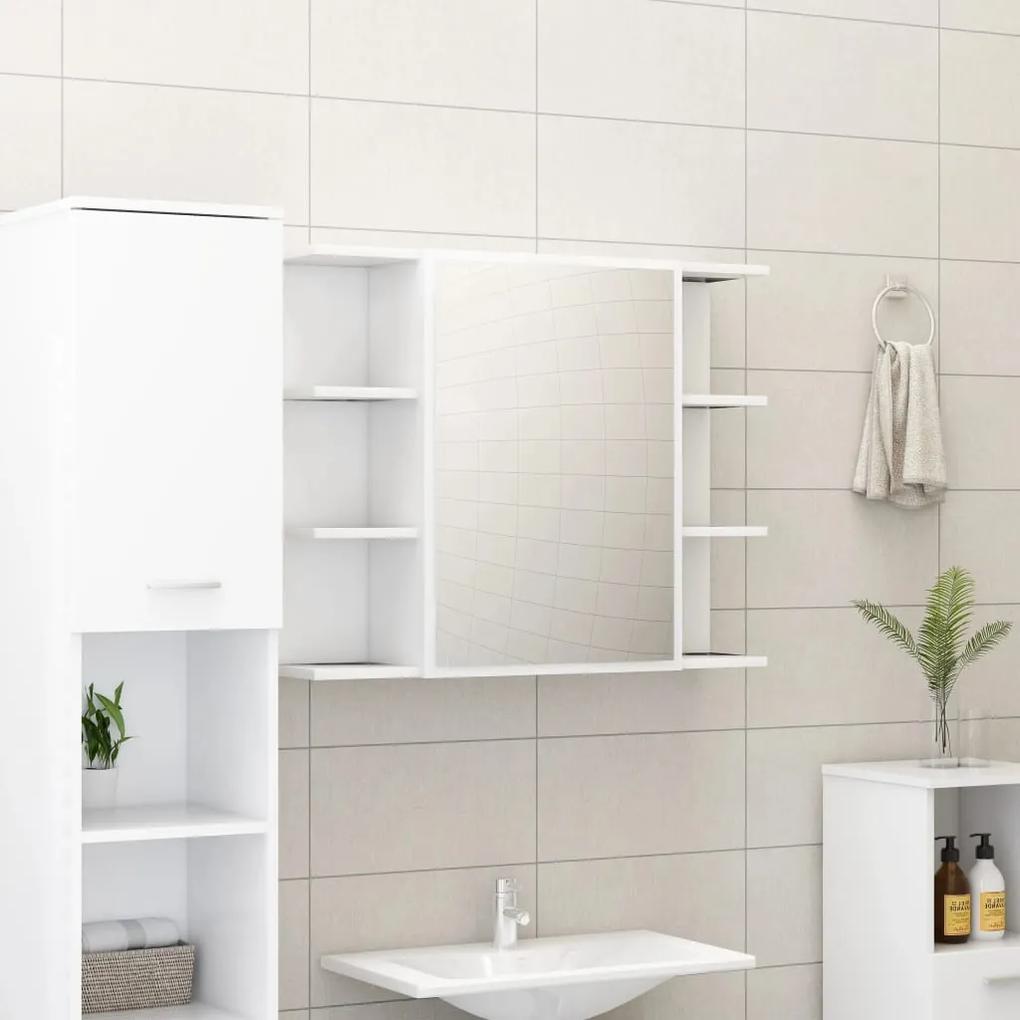 Armário casa banho c/ espelho 80x20,5x64cm contraplacado branco