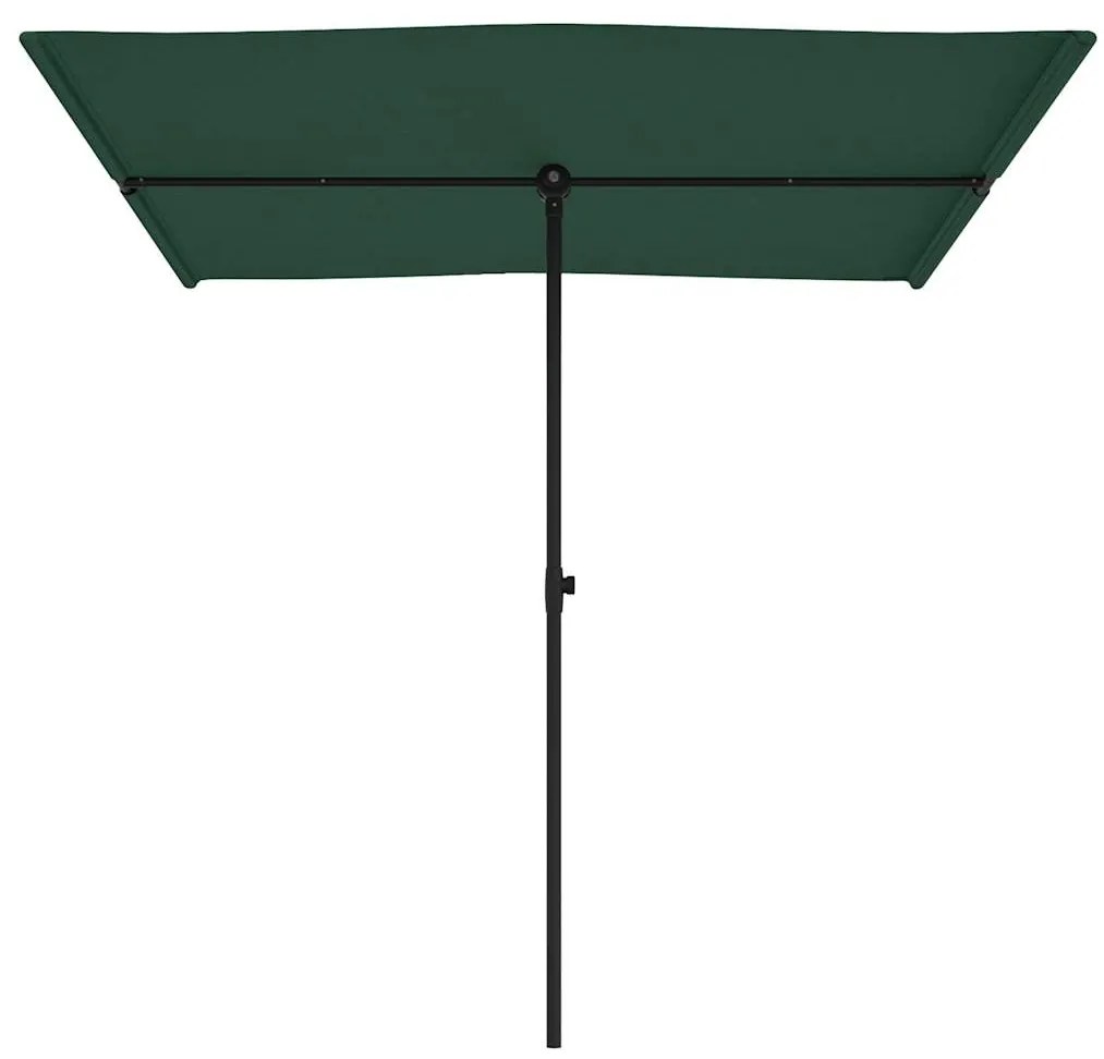 Guarda-sol de jardim com poste de alumínio 2x1,5 m verde