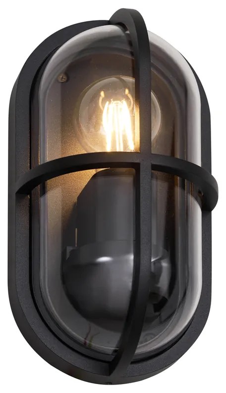 Candeeiro de parede exterior preto oval IP65 - Target Industrial