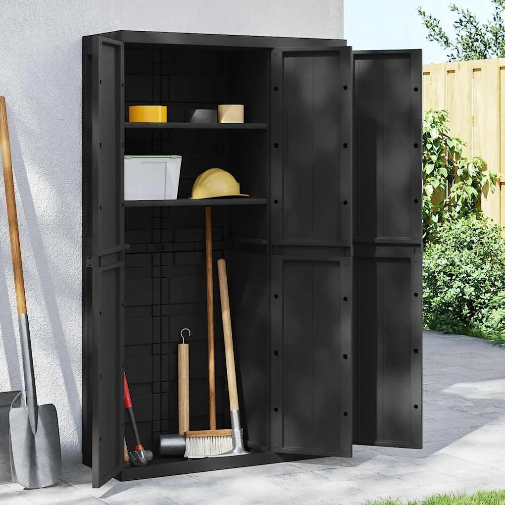 vidaXL Móvel de arrumação para exterior 97x37x165 PP preto
