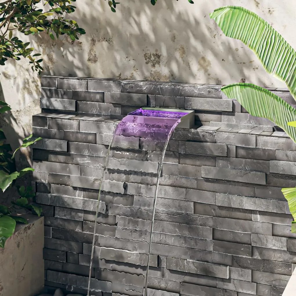 151408 vidaXL Cascata com LEDs RGB 30 cm aço inoxidável