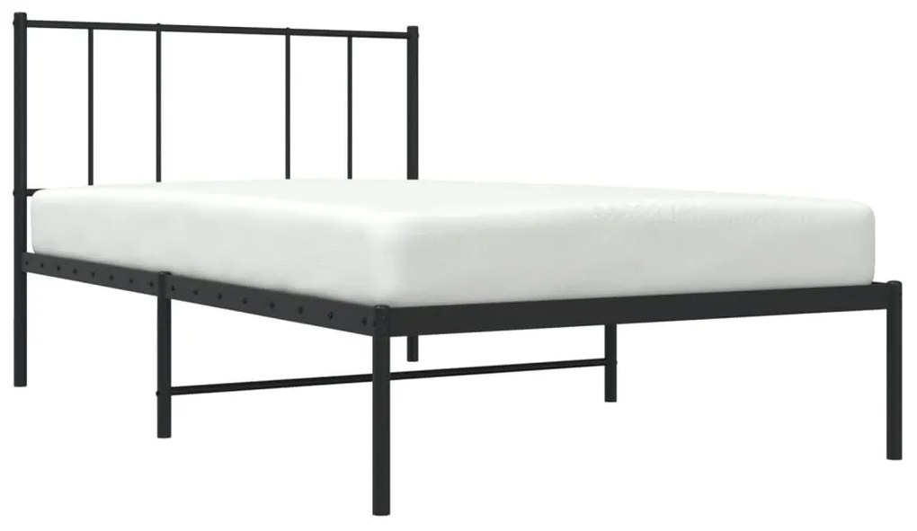 Estrutura de cama metal s/ colchão c/ cabeceira 75x190 cm preto