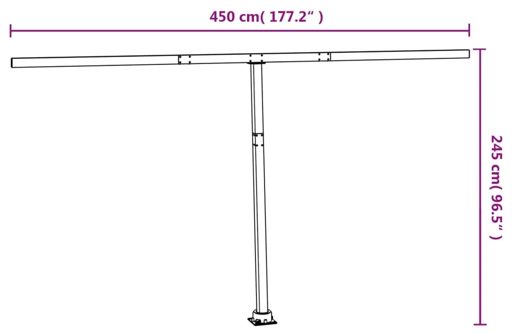 Conjunto de postes para toldo 450x245 cm ferro branco