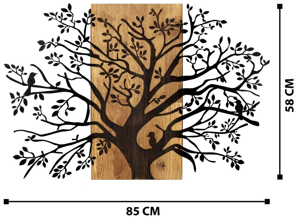 Acessório Decorativo de Parede Kavak – Preto e Nogueira – 85 x 58 cm
