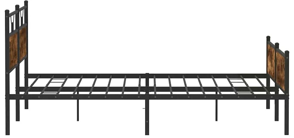 Estrutura de cama sem colchão 200x200cm metal carvalho fumado