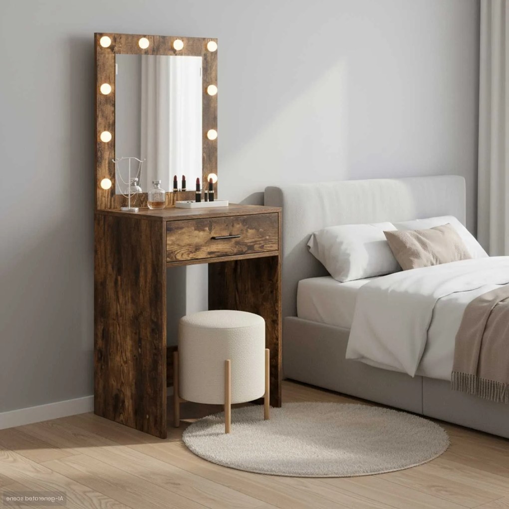 vidaXL Mesa de Maquiagem com gaveta Carvalho fumado 50 x 41 x 135 cm