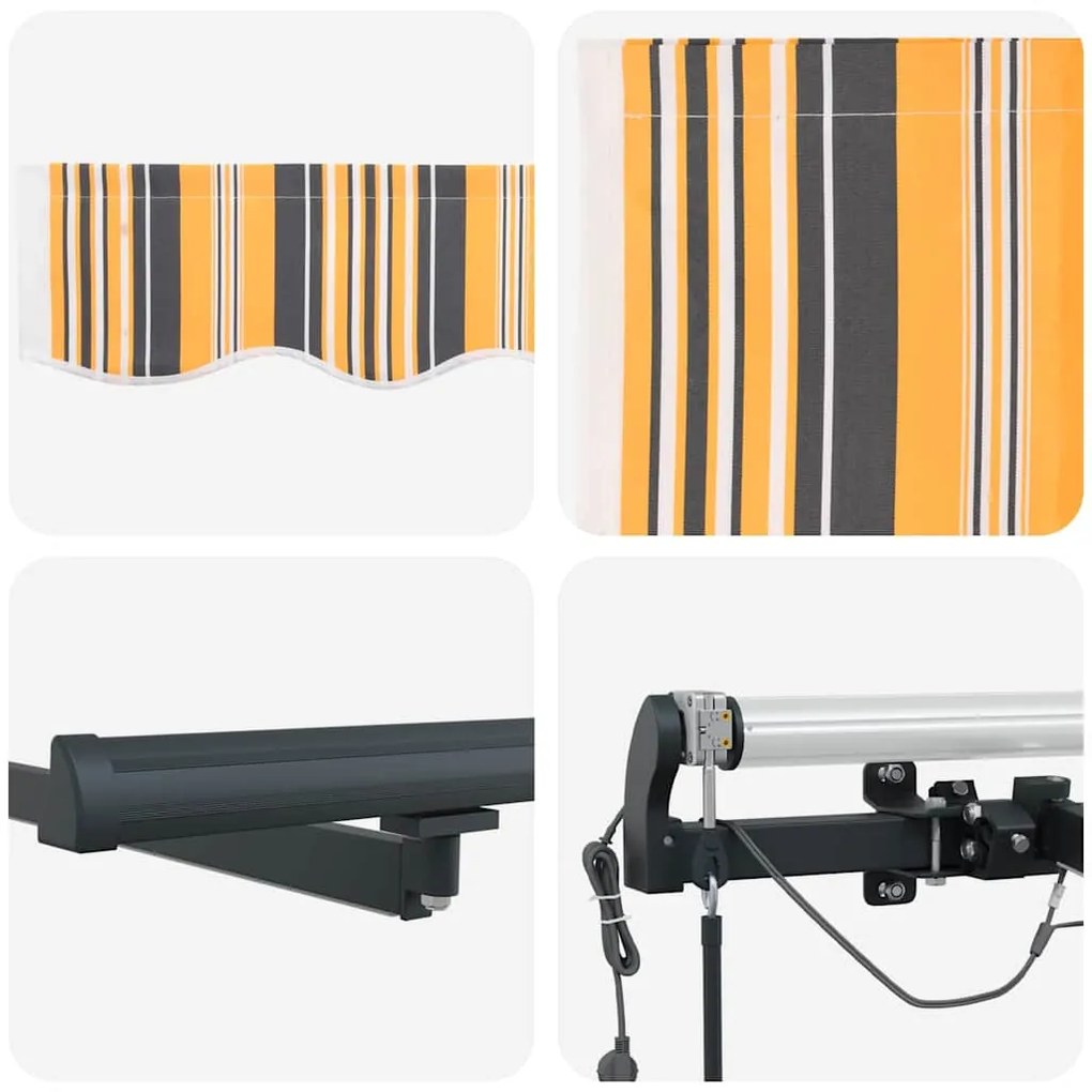 Toldo Retrátil Automático com Faixa Multicolorida LED 500x300 cm