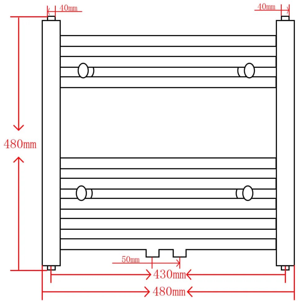 Aquecedor toalhas casa de banho curvo 480 x 480 mm preto