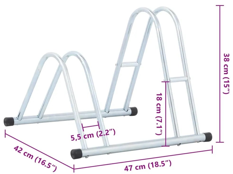 Suporte independente para 2 bicicletas aço galvanizado