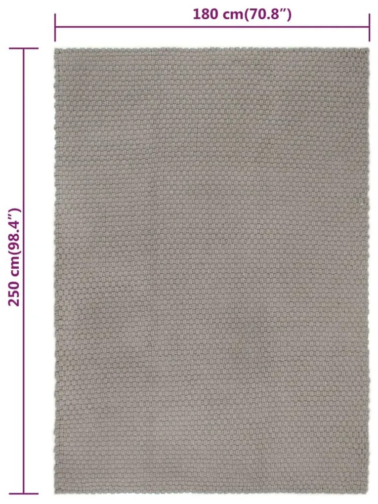 Tapete retangular 180x250 cm algodão cinza