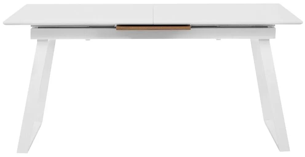 Mesa de jantar extensível branca e castanha clara 160/200 x 90 cm KALUNA Beliani