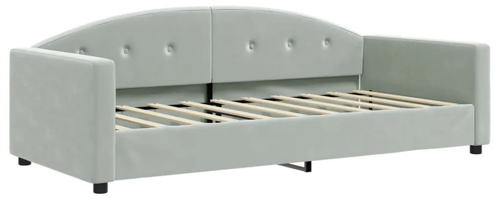 Sofá-cama com gavetão 90x190 cm veludo cinzento-claro