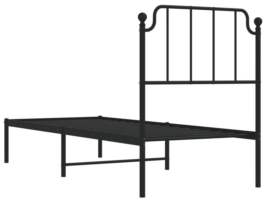 Estrutura de cama com cabeceira 80x200 cm metal preto