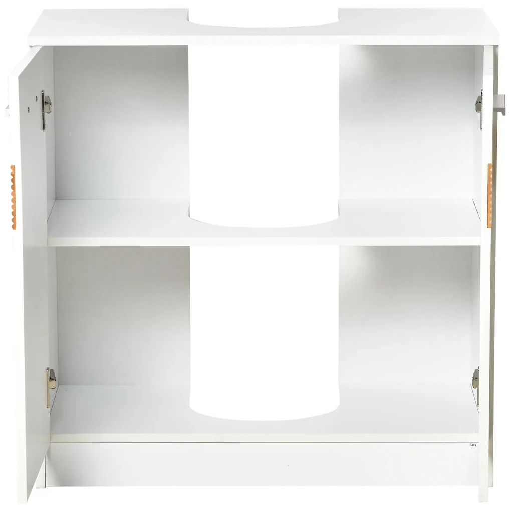 Móvel para Lavatório, Armário para Casa de Banho de Madeira com 2 Portas e  Prateleira Interior Ajustável, Estilo Moderno, Carga Máxima 30kg 60x30x60cm  Branco