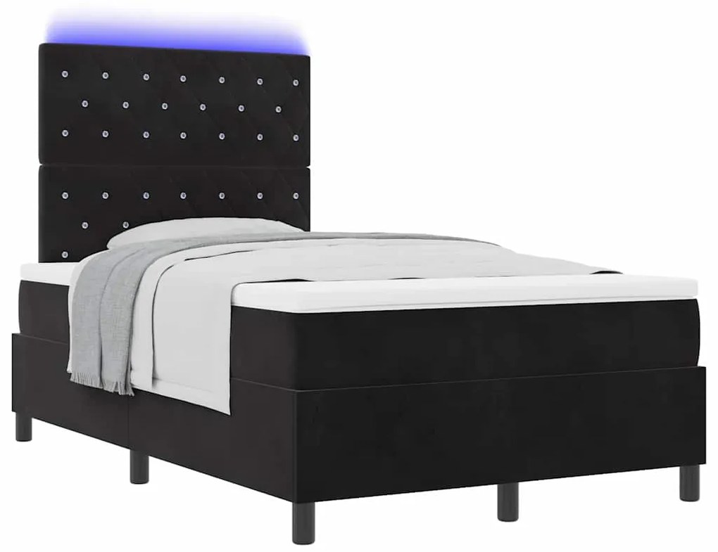 Cama Box com Colchão &amp; LED preto 120x200 cm em Veludo