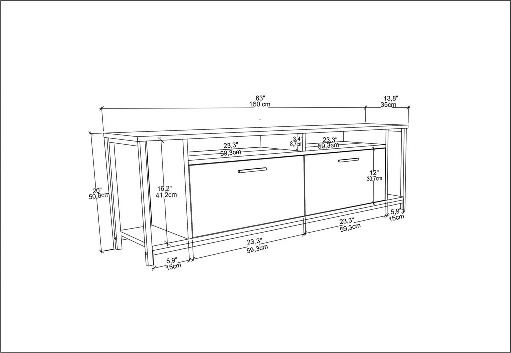 Móvel TV Omar – Branco Nogal – 160 cm