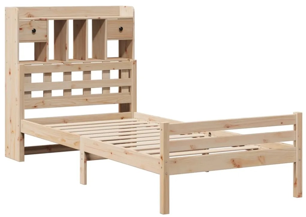 Cama com estante sem colchão 100x200 cm pinho maciço