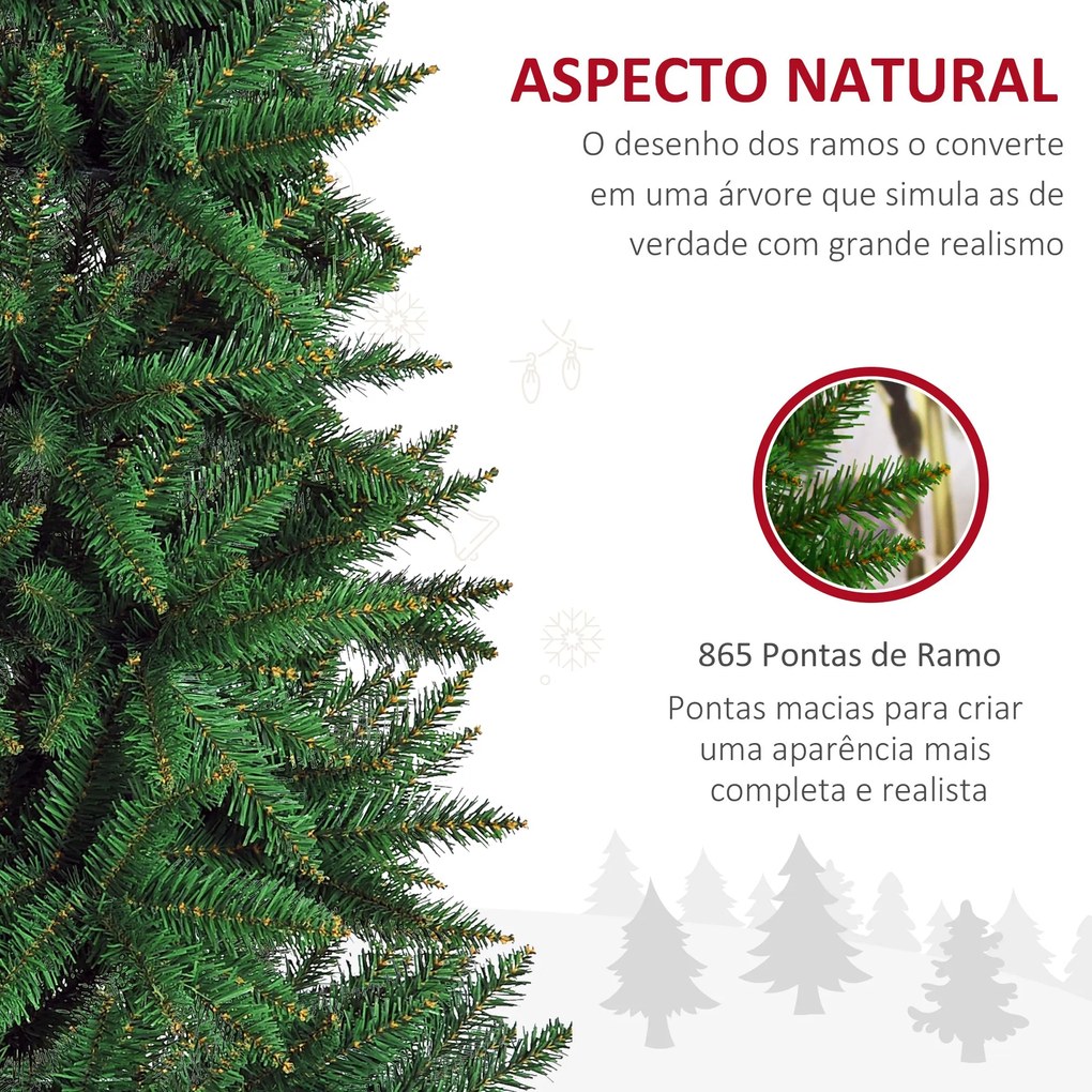 HOMCOM Árvore de Natal Artificial 210cm com 865 Ramos Ecológicos Decor