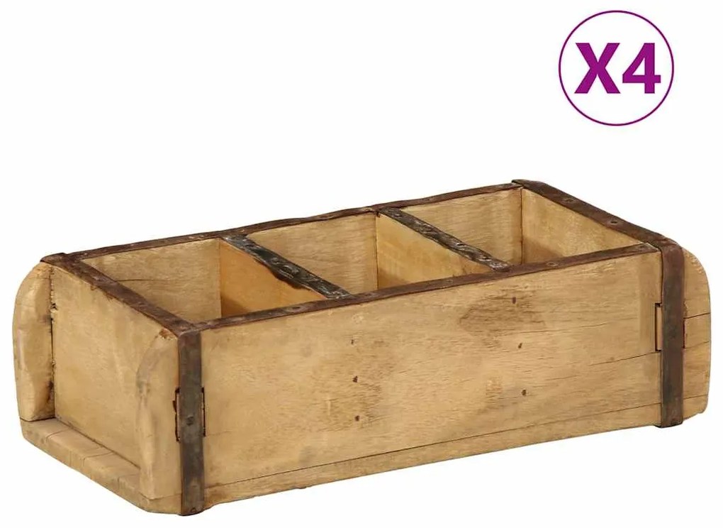 Conjuntos de bandejas vidaXL 4 pcs 30x14x9 cm Madeira Sólida Reclamada