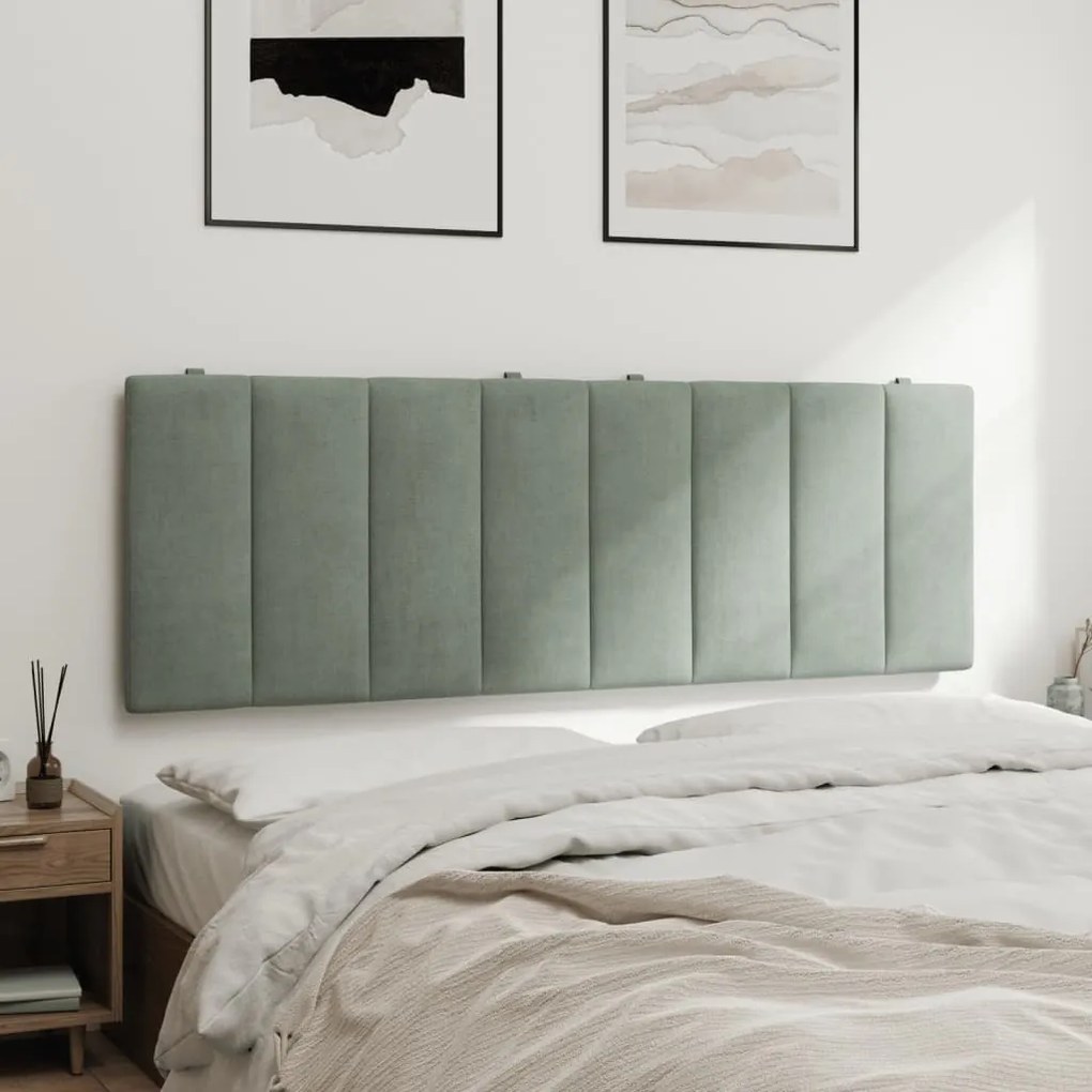 Almofadão de cabeceira 120 cm veludo cinzento-claro
