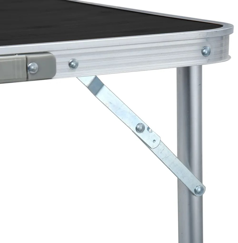Mesa de campismo dobrável 180x60 cm alumínio cinzento